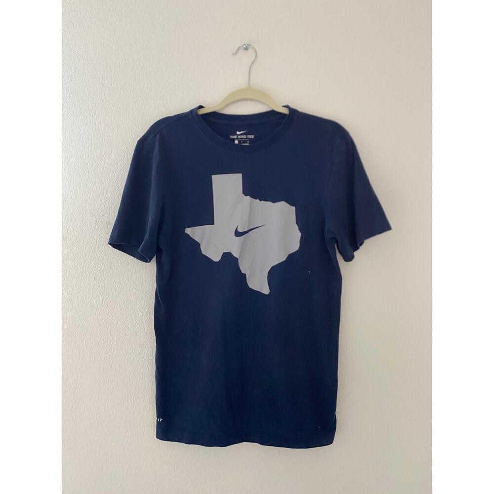 Nike Texas Graphic Tee Navy Blue Dri-Fit T-Shirt Swoosh State Print Athletic